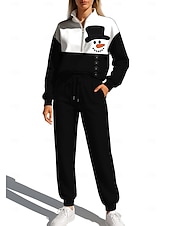 זול חליפות ספורט-חג המולד בגדי ריקוד נשים טרנינג אימונית חליפת ריצה שרוך רוכסן ז&#039;קט ומכנס טרנינג סט לבוש אתלטי אביב לבן + אדום שחור עם לבן אגבי להתאמן חוץ רך בג&#039;י שרוול ארוך ספורט לבוש אקטיבי סטרצ&#039;י (נמתח) רגיל