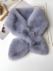 baratos Lenços Femininos-cachecol feminino de pele sintética de natal, aquecedor de pescoço macio com nó cruzado, xale elegante de inverno para festas de fim de ano e presentes