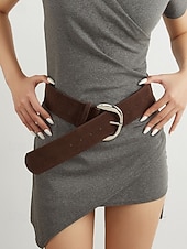abordables Ceinture pour femme-Ceinture de Noël en similicuir pour femme, design large et élégant avec boucle en métal, disponible en plusieurs couleurs, parfaite pour les fêtes de fin d'année et les tenues d'hiver