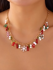 billige Halskjede for kvinner-Julekjede med sjarm til dame, flere stiler med sjarm til julenissen, snømannen og juletreet, perfekt til høytidsfester og festlige gaver.