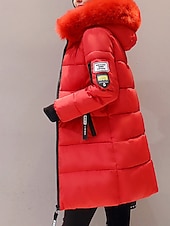 preiswerte Steppjacken-Damen Wintermantel Daunenjacke Warm Bequem Reißverschluss Tasche Lässig Einfarbig Urlaub Alltagskleidung Ausgehen Wochenende Lang Mit Kapuze Normale Passform Langarm Oberbekleidung Schwarz Weiß Rosa