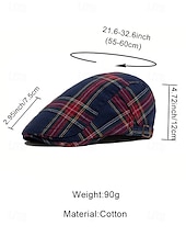 abordables Chapeaux pour femmes-Casquette plate en coton tartan pour homme, idéale pour Noël – plusieurs coloris disponibles, élégante et confortable, parfaite pour les tenues de fêtes.