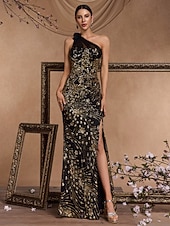 Недорогие Платья в обтяжку для вечера-Футляр В пол Длинный Вышивка бисером Вечернее платье Платье матери невесты Выпускные платья Вечернее платье С пышной юбкой Торжественное платье Элегантный стиль Для вечеринки Блестящие Без рукавов