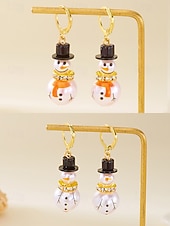 billiga Kvinnors örhänge-Julörhängen i legering för kvinnor med snögubbe- och snöflingedesign, perfekta för högtidsmode och festliga presenter