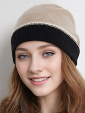 economico Fedora femminile-Per donna Cappello a cuffia Caldo cappello invernale Quotidiano Ferie Patchwork A maglia Semplice Casual Caldo Confortevole 1 Pezzo