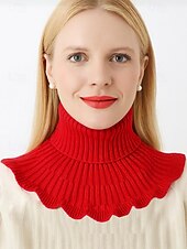 abordables Foulards pour femmes-Col côtelé en acrylique de Noël pour femme – confortable et élégant avec des bords volantés, disponible en plusieurs couleurs, parfait pour les vacances d'hiver et les occasions festives