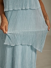 Femmes Robe Midi Robe fourreau Robe Plissée Robe dos nu Élégant Fête Formel Soirée robe demoiselle d honneur Cocktail Coupe régulière Couleur Unie Sans manches Col ras du cou Bleu Ciel Été Printemps abordables Robe de cocktail-Femmes Robe Midi Robe fourreau Robe Plissée Robe dos nu Élégant Fête Formel Soirée robe demoiselle d honneur Cocktail Coupe régulière Couleur Unie Sans manches Col ras du cou Bleu Ciel Été Printemps