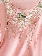 abordables Camiseta floral-Mujer Tallas pequeñas Camisa Bordado Plano Bohemia Estilo lindo Elegante Media Manga Manga Farol Escote Redondo Tops regulares Diario Noche Fin de semana Blanco Verde Claro Rosa Verano
