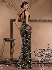 Недорогие Платья в обтяжку для вечера-Футляр В пол Длинный Вышивка бисером Вечернее платье Платье матери невесты Выпускные платья Вечернее платье С пышной юбкой Торжественное платье Элегантный стиль Для вечеринки Блестящие Без рукавов