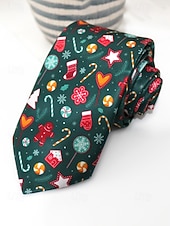 abordables Cravates et nœuds papillon pour hommes-Cravates de Noël pour hommes en polyester – motifs Père Noël, bonhomme de neige et autres motifs festifs, parfaites pour les fêtes de Noël et les occasions spéciales.
