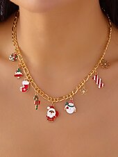 billige Halskjede for kvinner-Julekjede med sjarm til dame, flere stiler med sjarm til julenissen, snømannen og juletreet, perfekt til høytidsfester og festlige gaver.