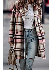 ieftine 3D palto-Pentru femei Palton de iarnă Jachete Iarnă Comfortabil Respirabil Buzunar Imprimeu Casual Plisat Vacanță Stradă Casual Purtare Zilnică Cu Un Nasture Lung Răsfrânt Fit regulat Manșon Lung Îmbrăcăminte