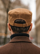 economico Cappelli da uomo-berretto da uomo in pelle scamosciata: cappello da baseball in morbido tessuto, elegante e comodo, con cinturino regolabile, perfetto per uscite informali e attività all'aperto