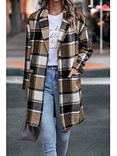 ieftine 3D palto-Pentru femei Palton de iarnă Jachete Iarnă Comfortabil Respirabil Buzunar Imprimeu Casual Plisat Vacanță Stradă Casual Purtare Zilnică Cu Un Nasture Lung Răsfrânt Fit regulat Manșon Lung Îmbrăcăminte