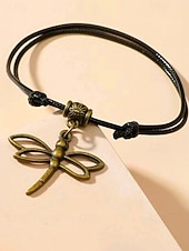 cheap Women's Bracelet-Women's Dragonfly Pendant Anklet, Adjustable Rope Bracelet with Vintage Charm, Boho Beach Foot Jewelry for Summer, Parties &amp; Holidays