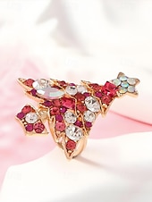 economico Anelli da donna-Anello da donna a forma di albero di Natale: materiali in lega e zirconia, design festivo con pietre rosse, verdi e trasparenti, perfetto per feste di Natale e regali