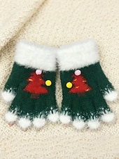  Női karácsonyi kötött kesztyű bolyhos mandzsettával és karácsonyfa mintával, meleg téli kesztyű felnőtteknek és gyerekeknek, aranyos ünnepi kiegészítő ajándék