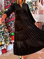 abordables Robe de cocktail-Femmes Robe Midi Robe en Velours Robe de Soirée Robe de Cocktail Élégant Mode Moderne Soirée Coupe régulière Uni manche longue Col de chemise Noir Jaune Vert foncé Bleu de minuit Automne Hiver