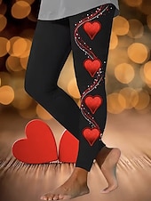 levne Umění a design tisku-Dámské Legíny prázdniny Vinobraní Módní Plná délka Vysoký pas Srdce Grafika Potisk Zahřívací Yumuşak Prodyšné Elastické Denní Venkovní Dovolená Fialová Rubínově červená Fuchsiová Jaro Podzim Slim
