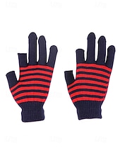 preiswerte Handschuhe für Damen-Unisex-Weihnachtsgeschenk-Touchscreen-Handschuhe, mehrfarbig, Polyestermaterial, Streifenmuster, warme Winterhandschuhe für Smartphones und Tablets, perfekt für die Weihnachtszeit