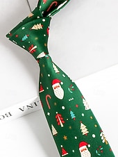 abordables Cravates et nœuds papillon pour hommes-Cravates de Noël pour hommes en polyester – motifs Père Noël, bonhomme de neige et autres motifs festifs, parfaites pour les fêtes de Noël et les occasions spéciales.