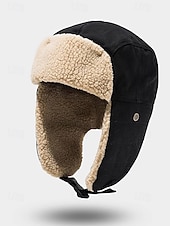 abordables Chapeaux pour hommes-Chapeau de trappeur d&#039;hiver pour homme avec cache-oreilles, casquette d&#039;aviateur doublée de sherpa chaude, chapeau de neige coupe-vent pour la chasse et le ski en plein air