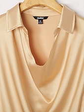  Муж. Рубашка Шелк как Атласная рубашка Повседневная рубашка Полотняное плетение Официальные Свадьба Черный Винный Темно синий Золотой Длинный рукав Вырез-хомут Весна & осень Все сезоны Одежда Рюши