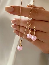 halpa Naisten kaulakoru-Naisten tekohelmikaulakoru ja korvakorut kultaisilla yksityiskohdilla, elegantit joulukorut juhlajuhliin