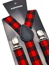 baratos Gravatas masculinas e gravatas borboleta-Conjunto de suspensório ajustável e gravata borboleta xadrez de Natal masculino, estilo casual e formal, perfeito para festas de fim de ano e presentes
