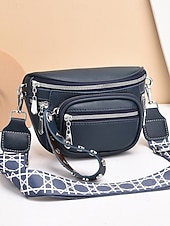 economico Borse a Tracolla-Borsa a tracolla da donna in similpelle bordeaux con tasche multiple con cerniera, tracolla larga e finiture argentate, elegante borsa da viaggio a mani libere per l'uso quotidiano e per gli outfit delle vacanze natalizie