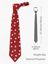 billige Slips og sløyfe for menn-Juleslips i polyestersilke for menn – morsomme nisse- og juletremønstre, perfekt for høytidsfester, julearrangementer og festlige anledninger
