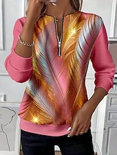 economico Arte &amp; Design Tops-Per donna Felpa Pullover Felpe con cerniera Cerniera Stampato Grafico Astratto Moda Casual Manica Lunga Girocollo Top Regolari Streetwear Abbigliamento Quotidiano Rosa Viola Primavera Autunno Inverno