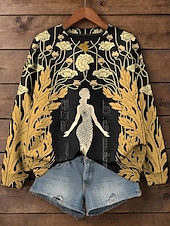 economico Felpe Floreali-Per donna Felpa Pullover Floreale Grafico Casual Manica Lunga Girocollo Top Regolari Casuale Streetwear Abbigliamento Quotidiano Giallo Verde scuro Verde Primavera Autunno Inverno