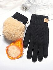 Недорогие Мужские перчатки-Мужские перчатки для сенсорных экранов с флисовой подкладкой, теплые и уютные вязаные перчатки для зимы, идеальный рождественский подарок