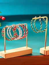 お買い得  レディースイヤリング-レディースクリスマスフープイヤリング、赤と緑のツイストデザイン、合金素材、ホリデーパーティーやギフトに最適