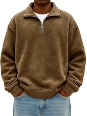 Herren Pullover Sweatshirt Reißverschluss-Polo Urlaub Straße Reißverschluss Langarm Mode Basic Einfarbig Einfach Mode Herbst Frühling & Herbst Ganzjahres Bequeme Passform Schwarz Rosa Armeegrün preiswerte Klassisches Poloshirt für Herren-Herren Pullover Sweatshirt Reißverschluss-Polo Urlaub Straße Reißverschluss Langarm Mode Basic Einfarbig Einfach Mode Herbst Frühling & Herbst Ganzjahres Bequeme Passform Schwarz Rosa Armeegrün