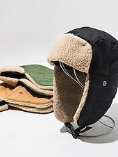 abordables Chapeaux pour hommes-Chapeau de trappeur d&#039;hiver pour homme avec cache-oreilles, casquette d&#039;aviateur doublée de sherpa chaude, chapeau de neige coupe-vent pour la chasse et le ski en plein air