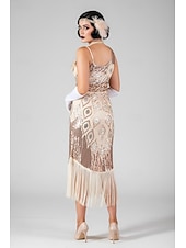  Roaring 20s 1920s Midi Flapper Dress Sleeveless The Great Gatsby Sequins Fringe Scoop Neck Fancy Dress Women's Christmas Carnival speakeasy Masquerade Retro Theme Party Adults' Dress