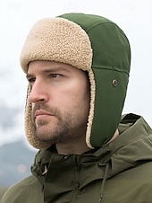 abordables Chapeaux pour hommes-Chapeau de trappeur d&#039;hiver pour homme avec cache-oreilles, casquette d&#039;aviateur doublée de sherpa chaude, chapeau de neige coupe-vent pour la chasse et le ski en plein air