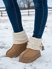 levne Sníh a zimní boty-Dámské pletené zimní boty s fleecovou podšívkou - útulné a teplé, ideální do zasněženého počasí a na outdoorové aktivity