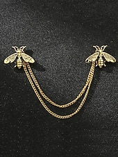 Недорогие Мужские галстуки и бабочки-Мужские рождественские булавки для воротника из сплава – элегантные дизайны в виде оленей с золотыми цепочками, идеально подходят для праздничных вечеринок, торжеств и зимних праздников