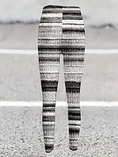 abordables Art&amp;Design Print-Women's Leggings Vacation Vintage Ethnic Style Full Length High Waist Graphic 3D Print Striped 3D Print Breathability Soft Comfortable Stretchy Daily Home Outdoor Black Grey Fall Winter Skinny