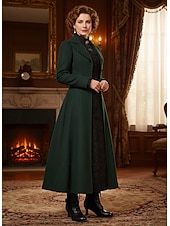 cheap 1920s-Women&#039;s Black Victorian Edwardian Style Knee High Lace-Up Boots with Scalloped Trim and Kitten Heel - 1920s Retro Gothic Dress Boots for Ladies, Perfect for Cosplay, Steampunk &amp; Historical Reenactment