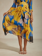 שמלת מקסי לנשים שיפון הדפס פרחוני מופשט שקוף זורם קז'ואל יעד חתונה אורחת חופשה טיולים נופש אביב קיץ סתיו זול שמלות פרחוניות-שמלת מקסי לנשים שיפון הדפס פרחוני מופשט שקוף זורם קז'ואל יעד חתונה אורחת חופשה טיולים נופש אביב קיץ סתיו