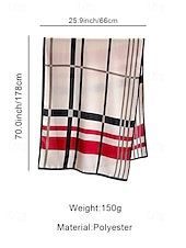 abordables Bufandas de mujer-Bufanda a cuadros de poliéster para mujer, acogedora y elegante para el invierno, regalo de Navidad perfecto en varios colores.