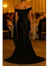 abordables Vestidos de Noche Sirena-Corte Trompeta Sirena Hasta el Suelo Trajes de gala Vestidos de noche Corte Cenicienta Vestimenta formal Elegante Sin Mangas Un Hombro Boda Formal Vestido rosa Satén elástico con Plisado