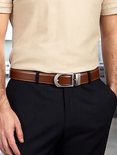 preiswerte Herrengürtel-Herrengürtel aus echtem Leder mit automatischer Schnalle, klassischer Business-Casual-Kleiderbund, stilvolles Geschenk für Weihnachten, Arbeit und Alltag