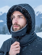 economico Cappelli da uomo-Scaldacollo da uomo in tessuto impermeabile, cappuccio foderato in pile per l'inverno, caldo e accogliente per le attività all'aperto e il tempo nevoso