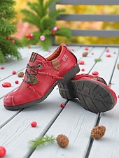 preiswerte Damenschnürschuhe-Grüne Oxford-Schnürschuhe aus Leder für Damen mit roten Nähten, handgefertigte Retro-Freizeitschuhe für Damen, perfekt für Weihnachtsoutfits und den Alltag im Herbst