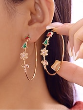 halpa Naisten korvakoru-Naisten jouluiset rusettikorvakorut kimaltelevalla punaisella viimeistelyllä, juhlava lomakoru joulujuhliin, lahjaidea